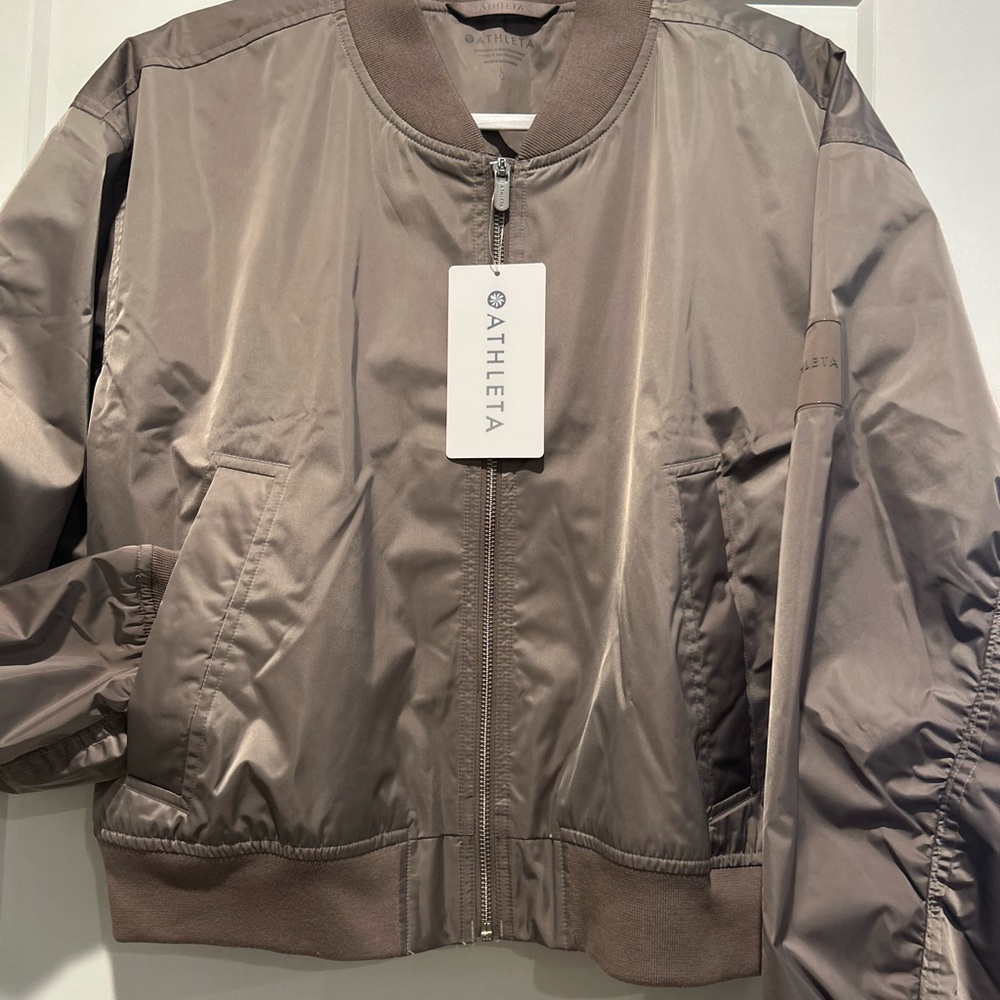 Athleta Taupe Lightweight Bomber Jacket